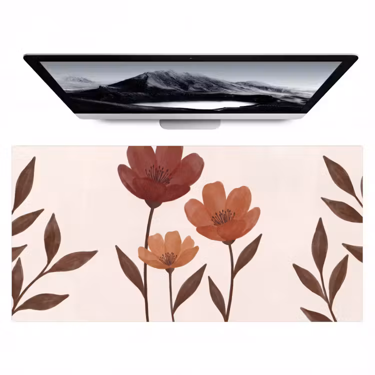 Bureau onderlegger - Bloemen - Abstract - Modern - Bruin - Decoratief — 1