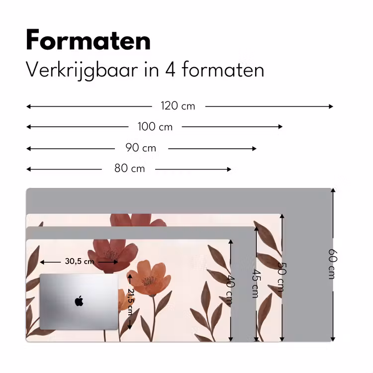 Bureau onderlegger - Bloemen - Abstract - Modern - Bruin - Decoratief — 8