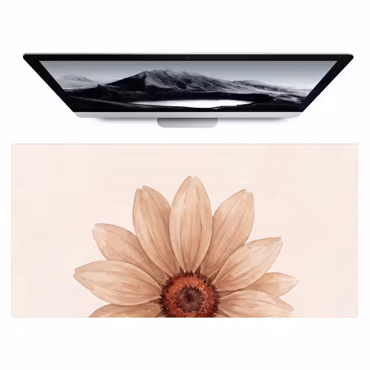 Bureau onderlegger - Bloemen - Bloemblad - Natuur - Aquarel - Beige — 1