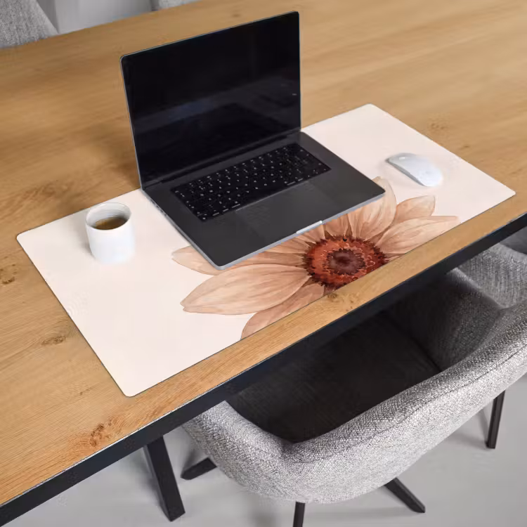 Bureau onderlegger - Bloemen - Bloemblad - Natuur - Aquarel - Beige — 3