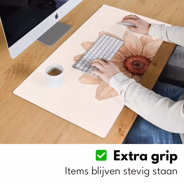Bureau onderlegger - Bloemen - Bloemblad - Natuur - Aquarel - Beige — 6