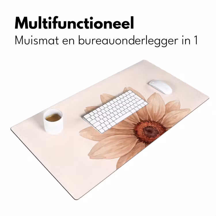 Bureau onderlegger - Bloemen - Bloemblad - Natuur - Aquarel - Beige — 7