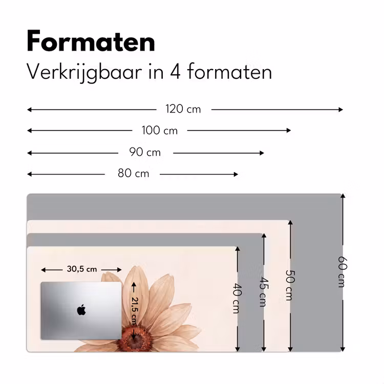 Bureau onderlegger - Bloemen - Bloemblad - Natuur - Aquarel - Beige — 8
