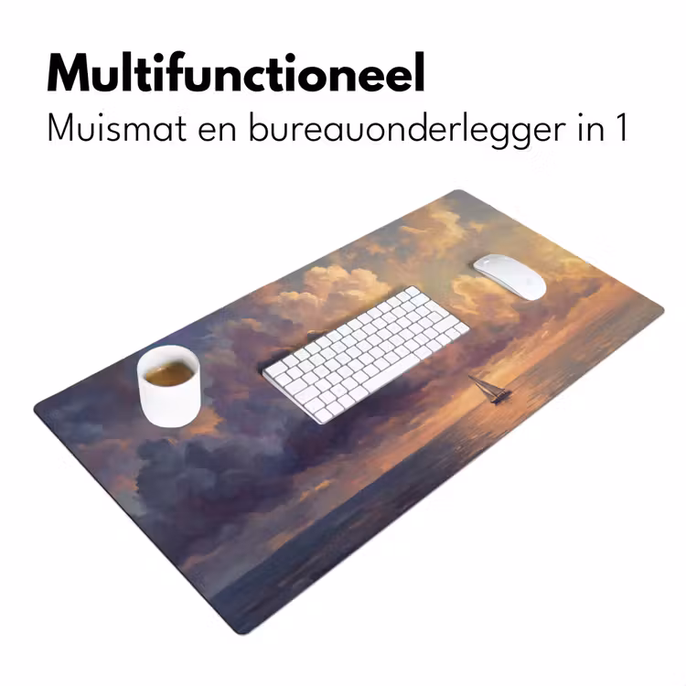 Bureau onderlegger - Boot - Zonsondergang - Zee - Natuur - Goud — 7