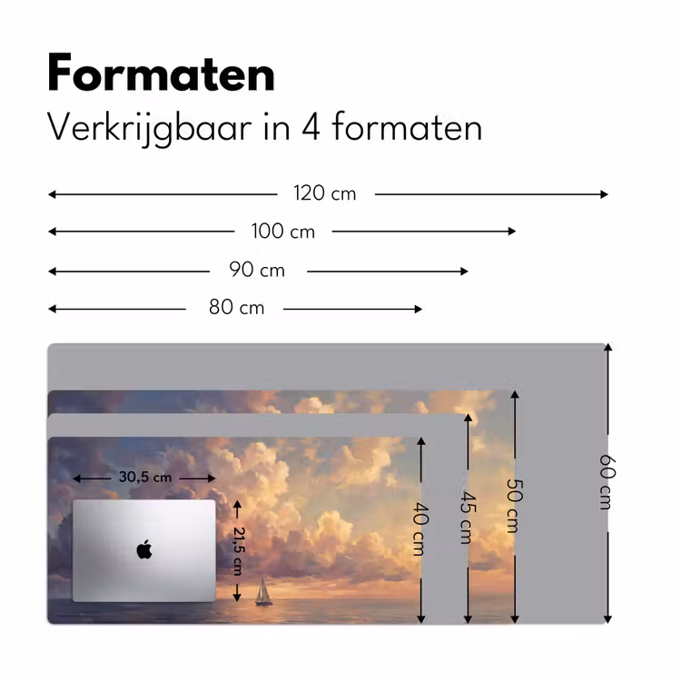 Bureau onderlegger - Boot - Zonsondergang - Zee - Natuur - Goud — 8