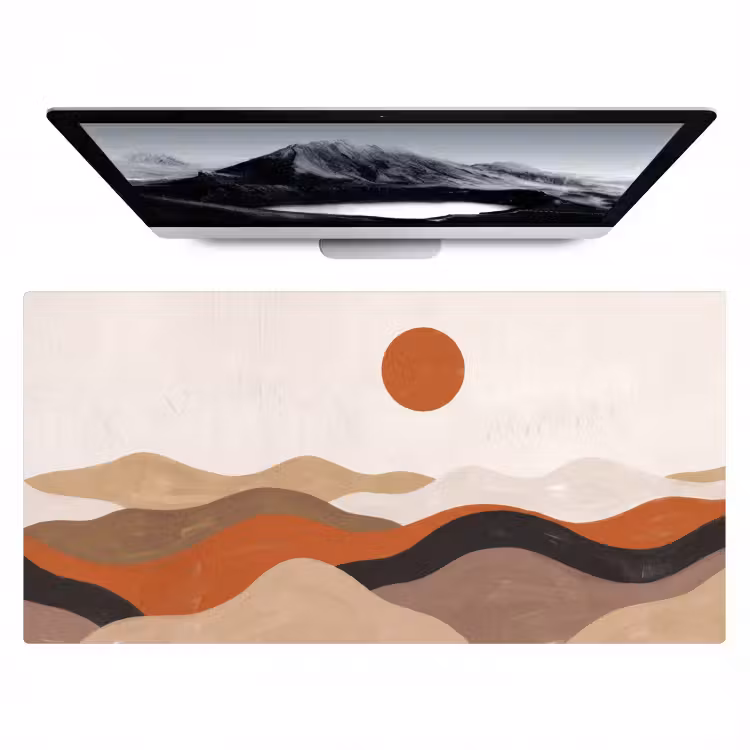 Bureau onderlegger - Landschap - Heuvels - Zon - Abstract - Oranje — 1