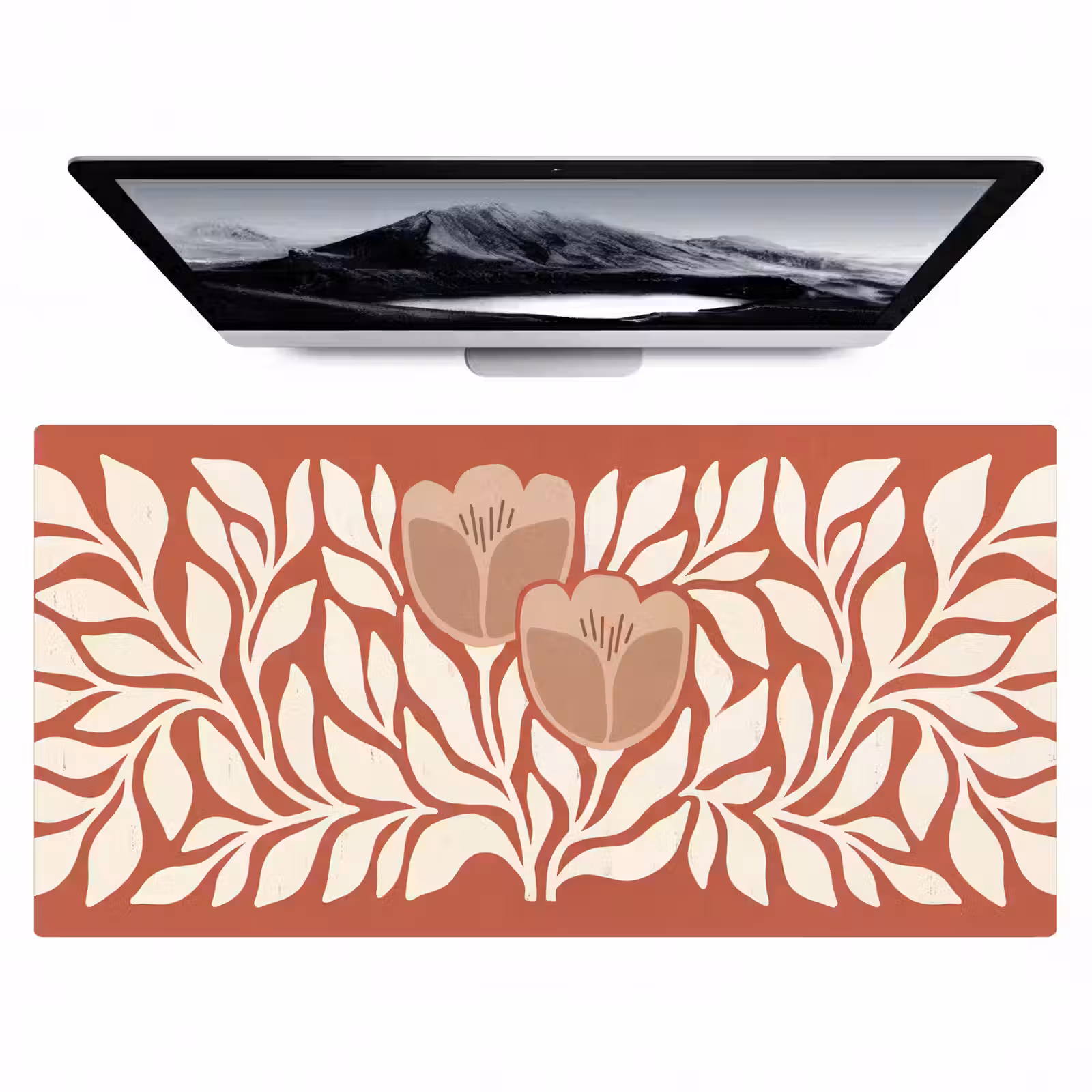 Bureau onderlegger - Bloemen - Abstract - Modern - Beige - Natuur — 1