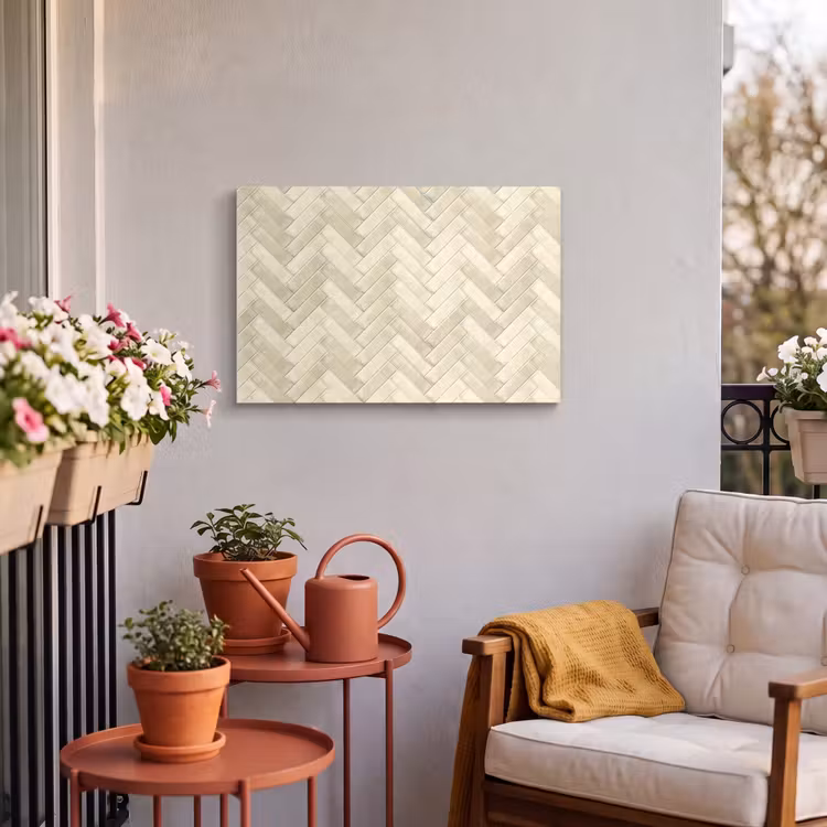 Buiten canvas - Visgraat - Wandtegel - Licht Beige — 4