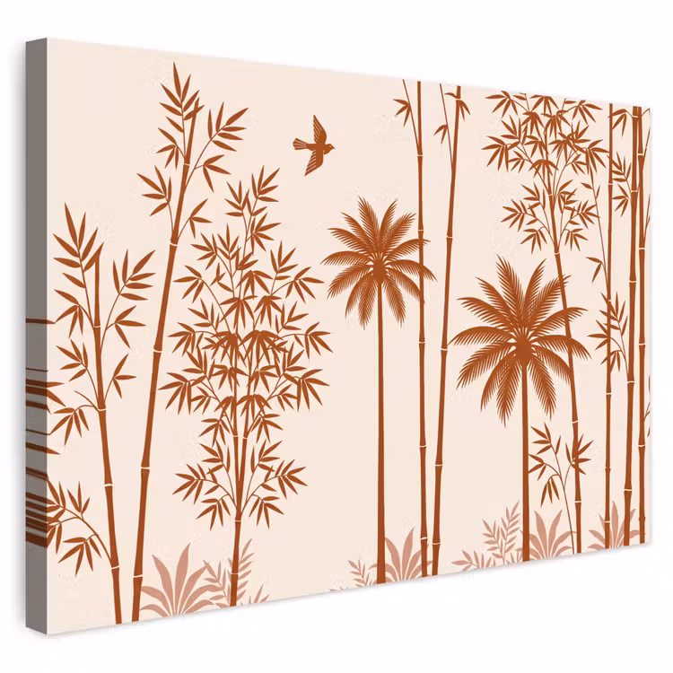 Buiten canvas - Vogel - Boom - Tropisch - Minimalistisch - Bruin — 1