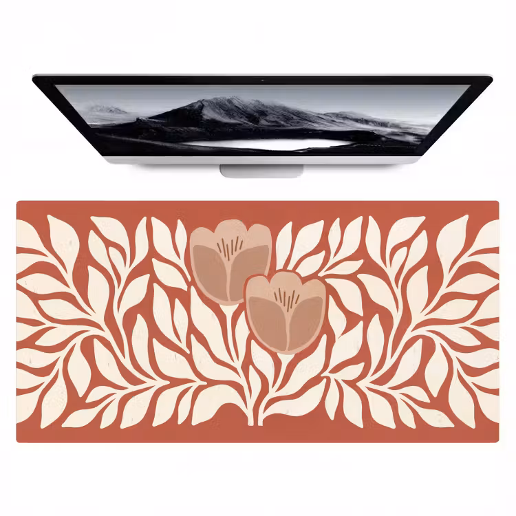 Bureau onderlegger - Bloemen - Abstract - Modern - Beige - Natuur — 1