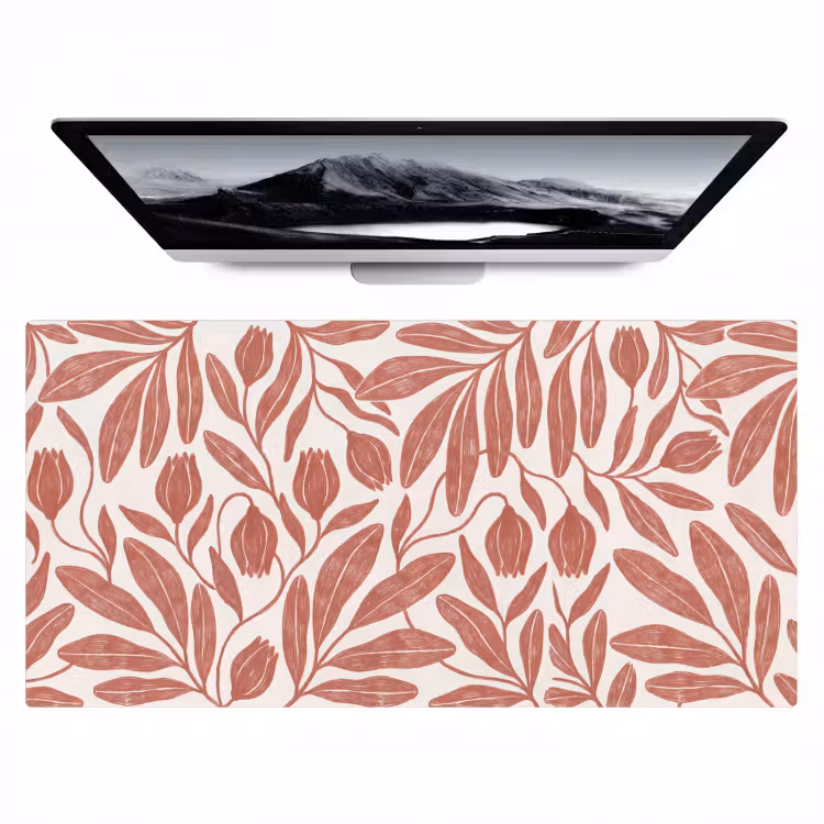 Bureau onderlegger - Bloemen - Patroon - Modern - Natuur - Bruin — 1