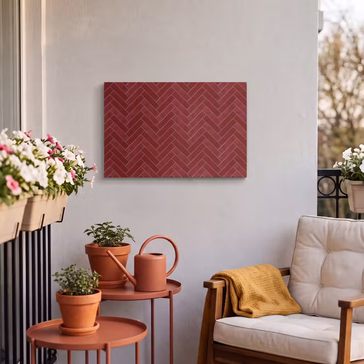 Buiten canvas - Visgraat - Wandtegel - Bordeaux - Rood — 4