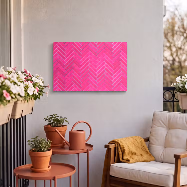 Buiten canvas - Visgraat - Wandtegel - Fuchsia - Roze — 4