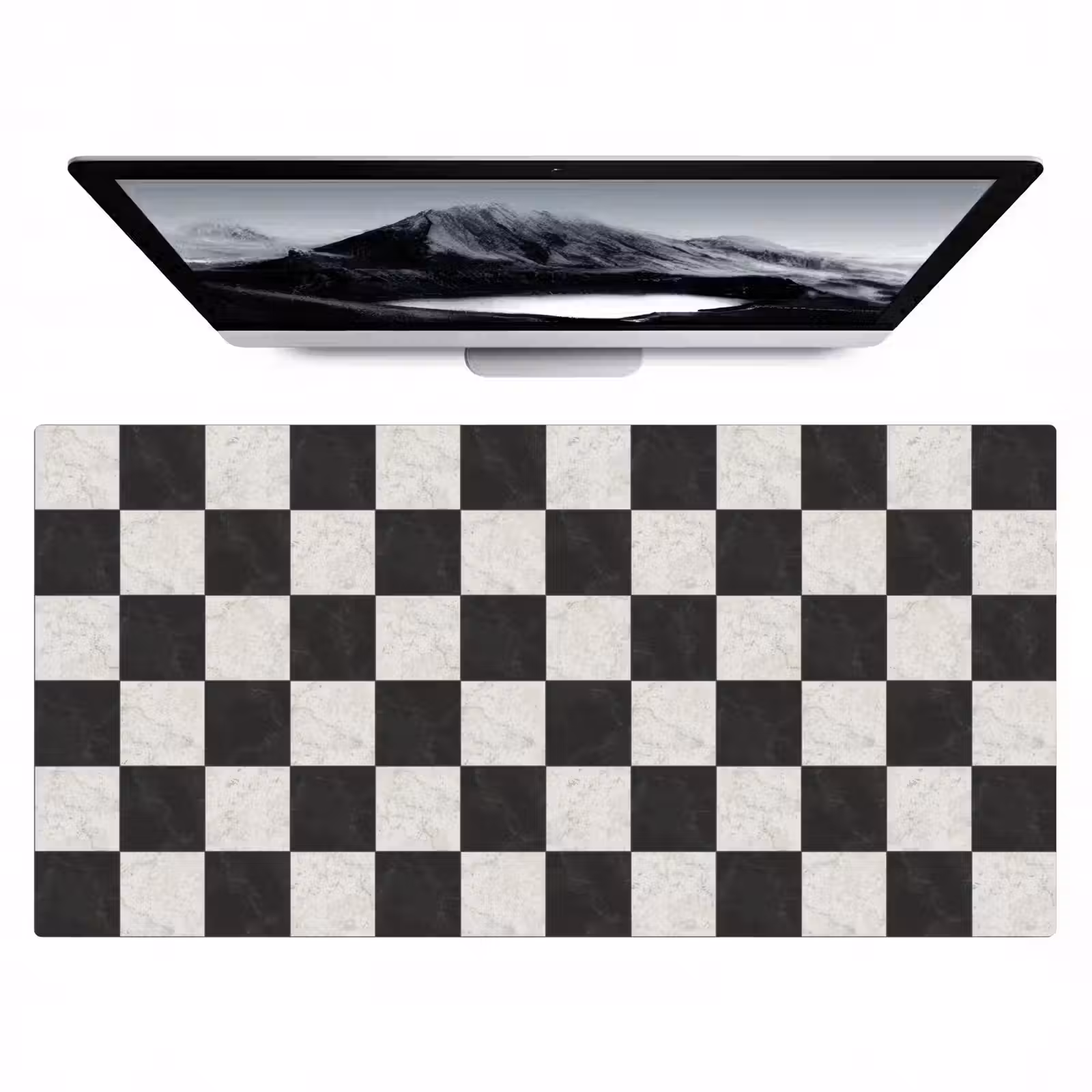 Bureau onderlegger - Dambord - Marmer - Zwart - Wit — 1