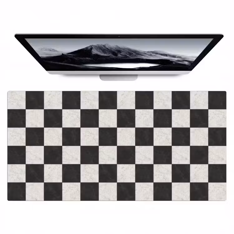 Bureau onderlegger - Dambord - Marmer - Zwart - Wit — 1