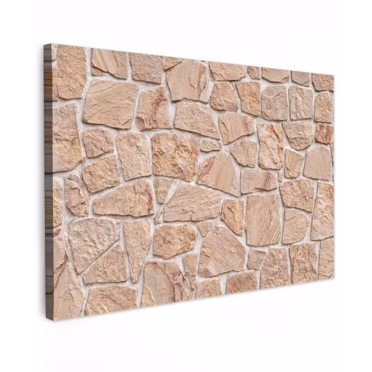 Buiten canvas - Muur - Steen - Patroon - Rustiek - Beige — 1