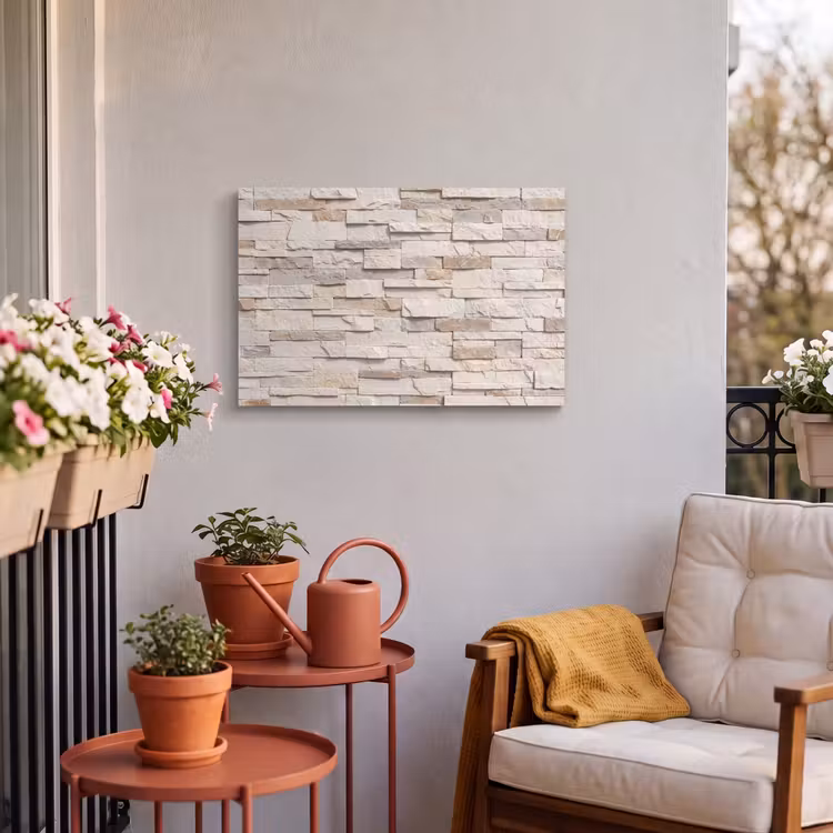 Buiten canvas - Steen - Muur - Textuur - Rustiek - Beige — 4