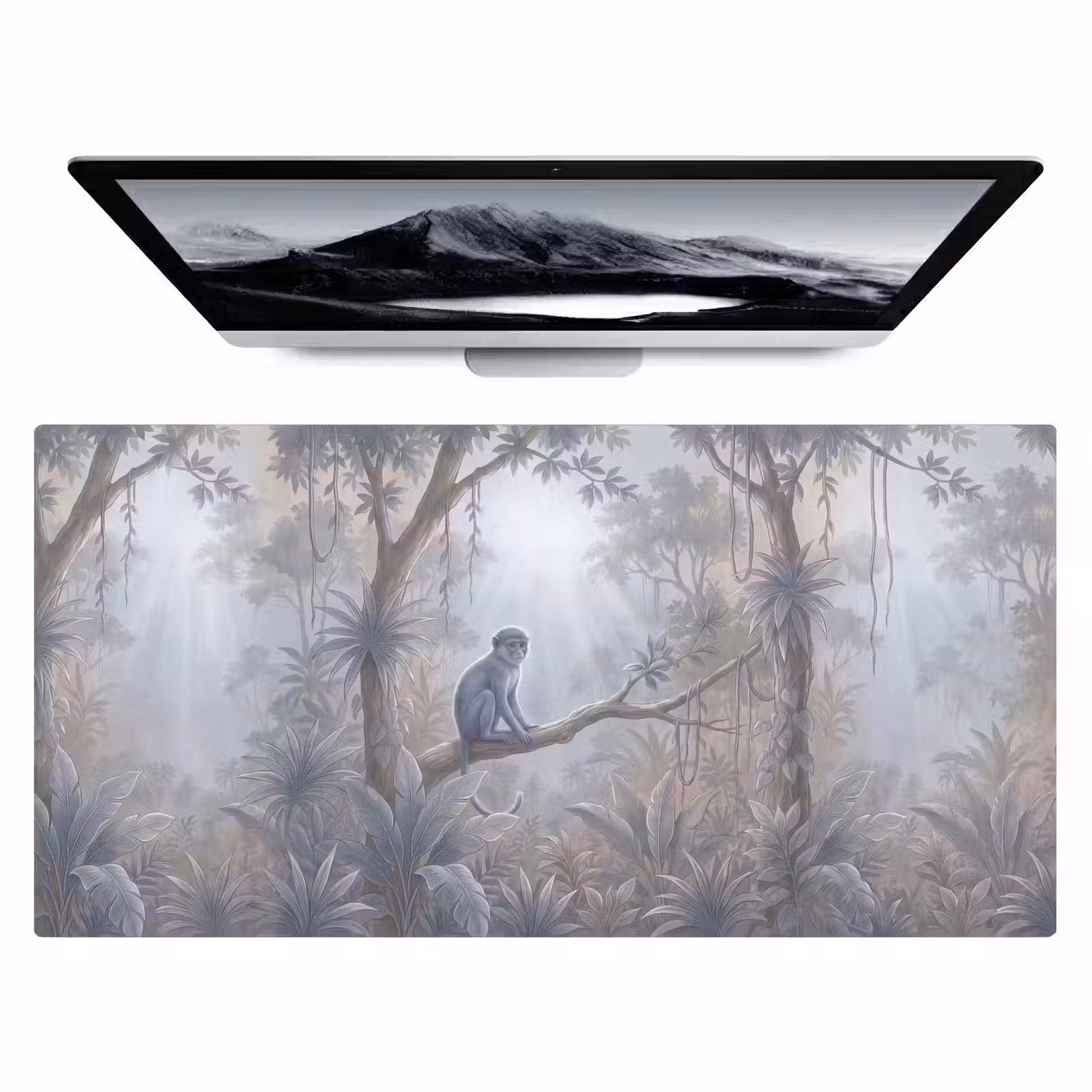Bureau onderlegger - Aap - Boom - Jungle - Natuur - Grijs — 1