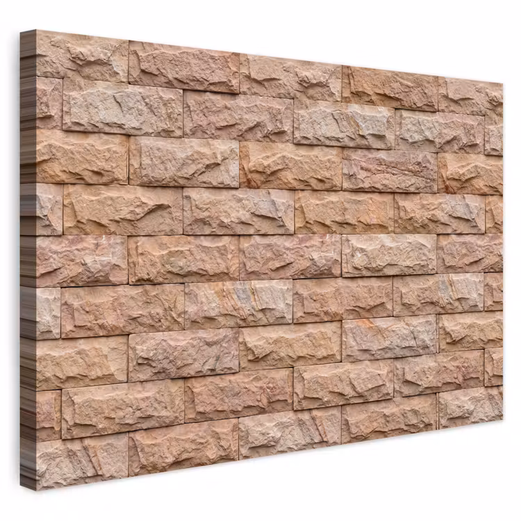 Buiten canvas - Muur - Steen - Ruw - Textuur - Beige — 1
