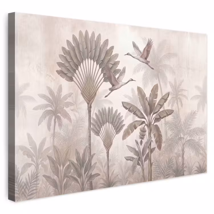 Buiten canvas - Vogel - Tropisch - Jungle - Natuur - Beige — 1