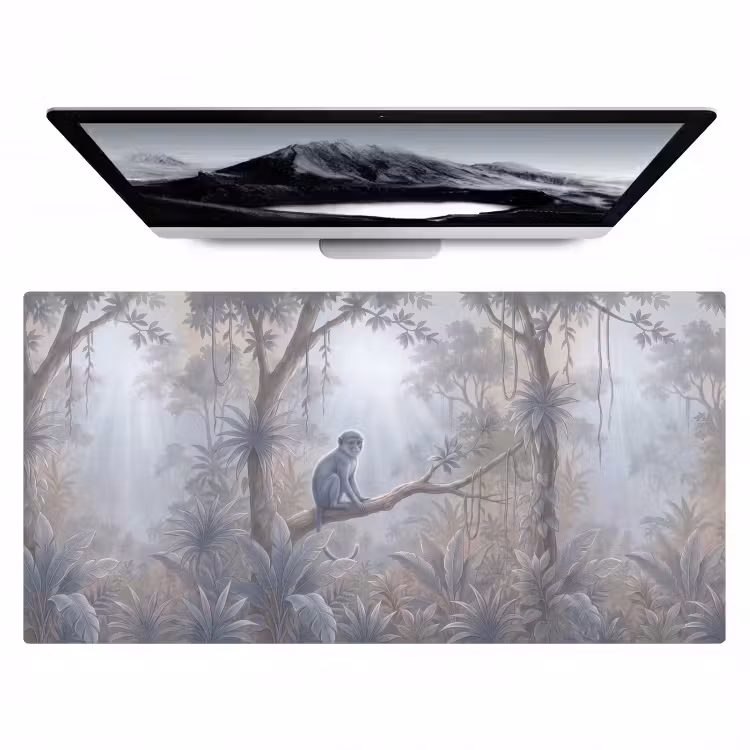 Bureau onderlegger - Aap - Boom - Jungle - Natuur - Grijs — 1