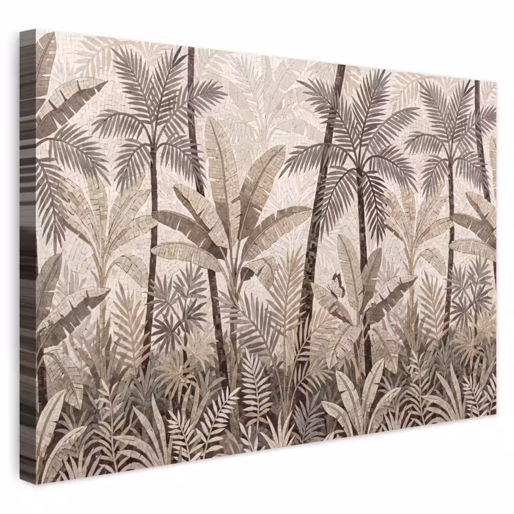 Buiten canvas - Natuur - Bladeren - Landschap - Mozaïek - Beige — 1