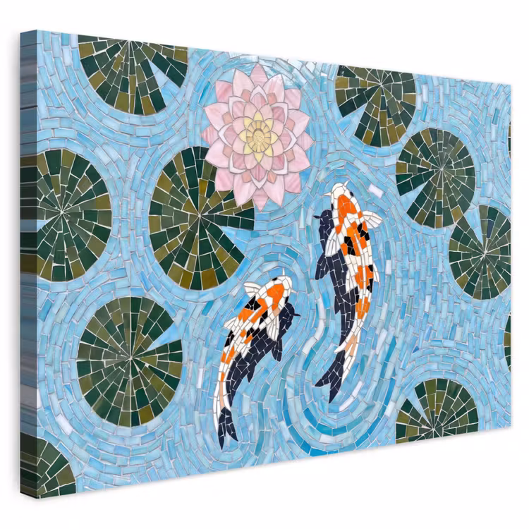 Buiten canvas - Vis - Water - Natuur - Mozaïek - Blauw — 1