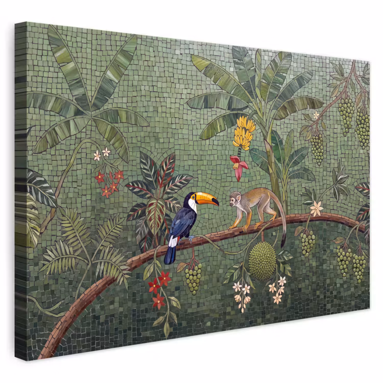Buiten canvas - Vogel - Dier - Jungle - Mozaïek - Natuur — 1