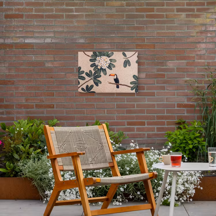 Buiten canvas - Vogel - Mozaïek - Tropisch - Natuur - Kleurrijk — 2