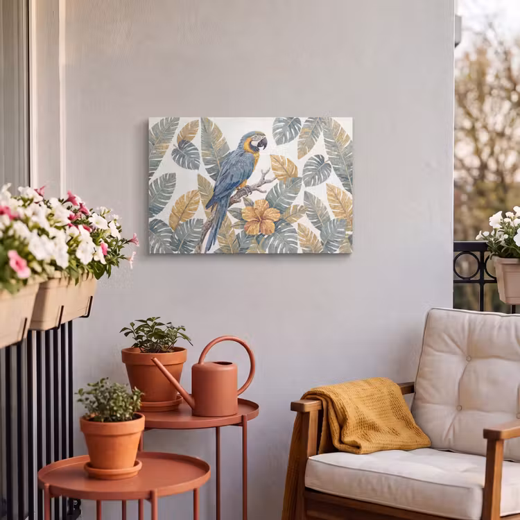 Buiten canvas - Vogel - Tak - Natuur - Mozaïek - Blauw — 3