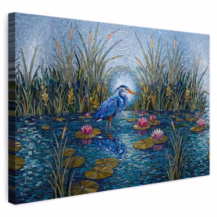 Buiten canvas - Vogel - Water - Natuur - Abstract - Blauw — 1