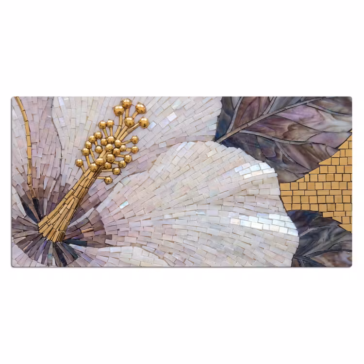 Bureau onderlegger - Bloemen - Mozaïek - Kunst - Modern - Goud — 2