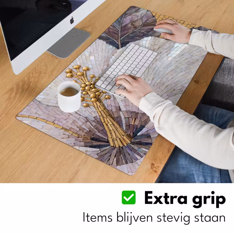 Bureau onderlegger - Bloemen - Mozaïek - Kunst - Modern - Goud — 6