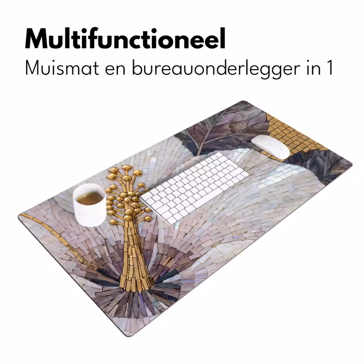 Bureau onderlegger - Bloemen - Mozaïek - Kunst - Modern - Goud — 7