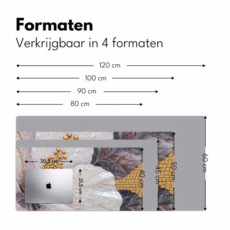 Bureau onderlegger - Bloemen - Mozaïek - Kunst - Modern - Goud — 8