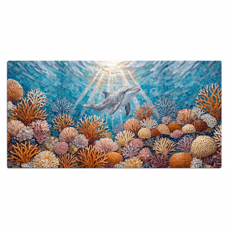 Bureau onderlegger - Dieren - Mozaïek - Oceaan - Koraal - Blauw — 2