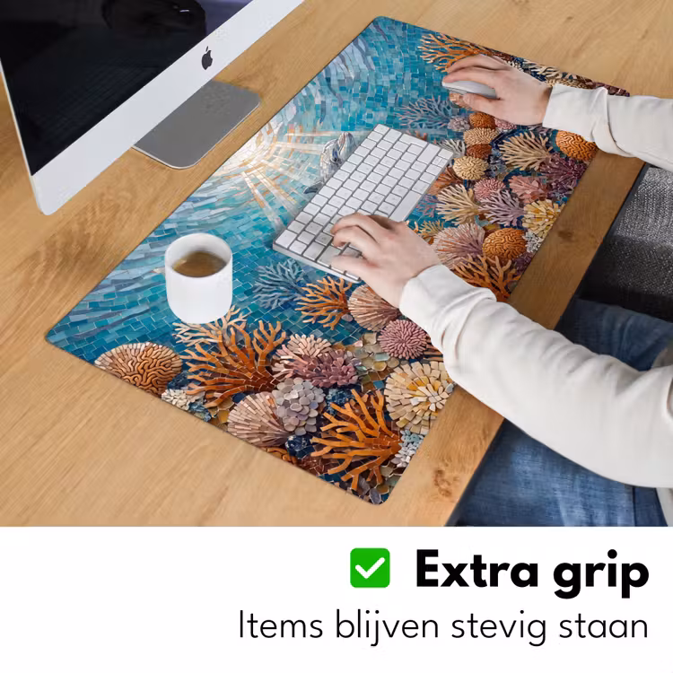 Bureau onderlegger - Dieren - Mozaïek - Oceaan - Koraal - Blauw — 6