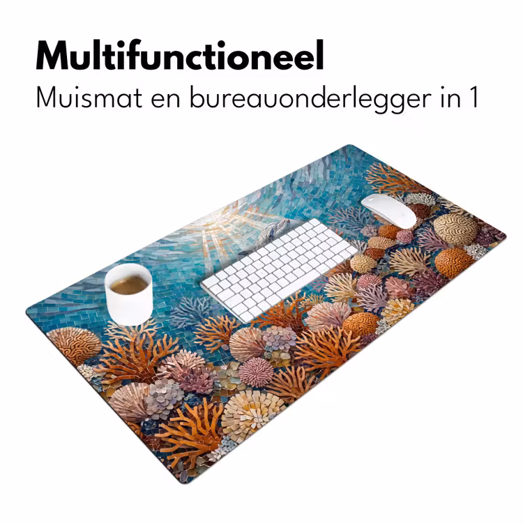 Bureau onderlegger - Dieren - Mozaïek - Oceaan - Koraal - Blauw — 7