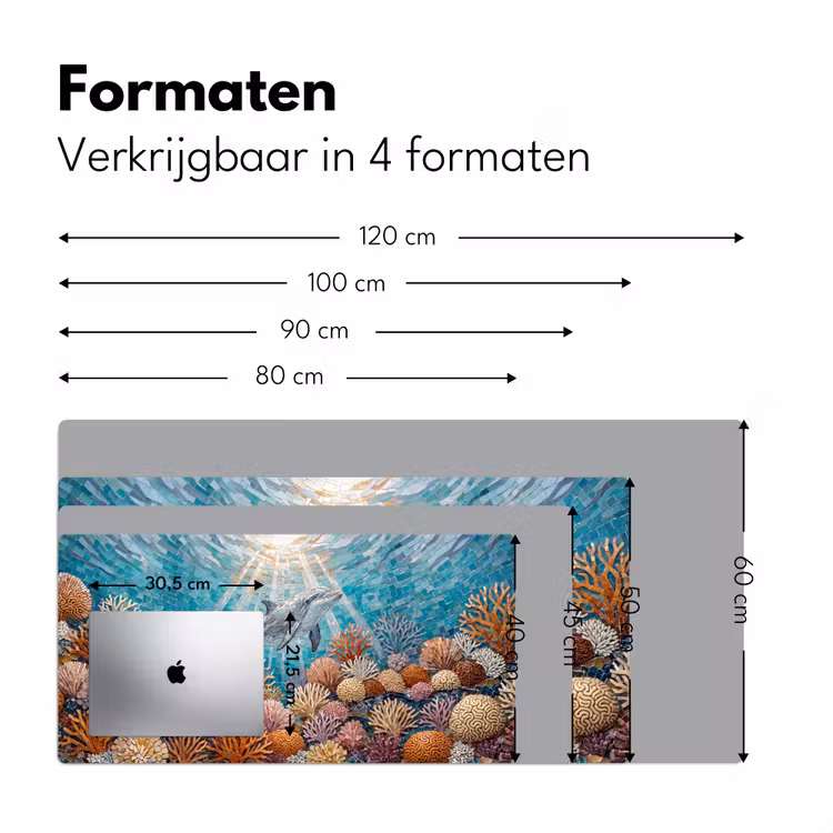 Bureau onderlegger - Dieren - Mozaïek - Oceaan - Koraal - Blauw — 8
