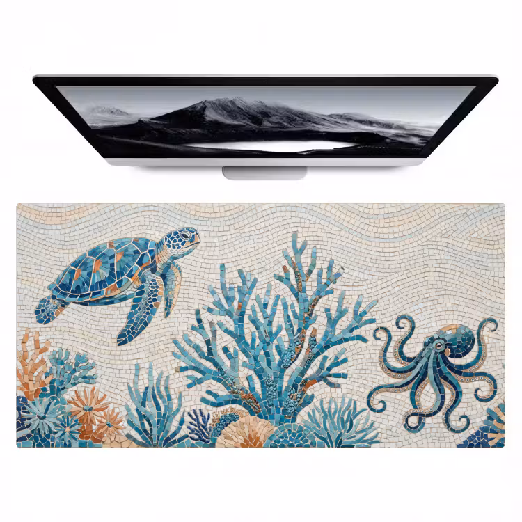 Bureau onderlegger - Dieren - Onderwater - Natuur - Mozaïek - Blauw — 1