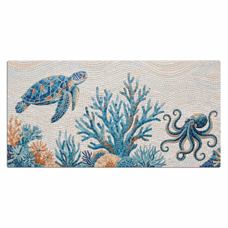 Bureau onderlegger - Dieren - Onderwater - Natuur - Mozaïek - Blauw — 2