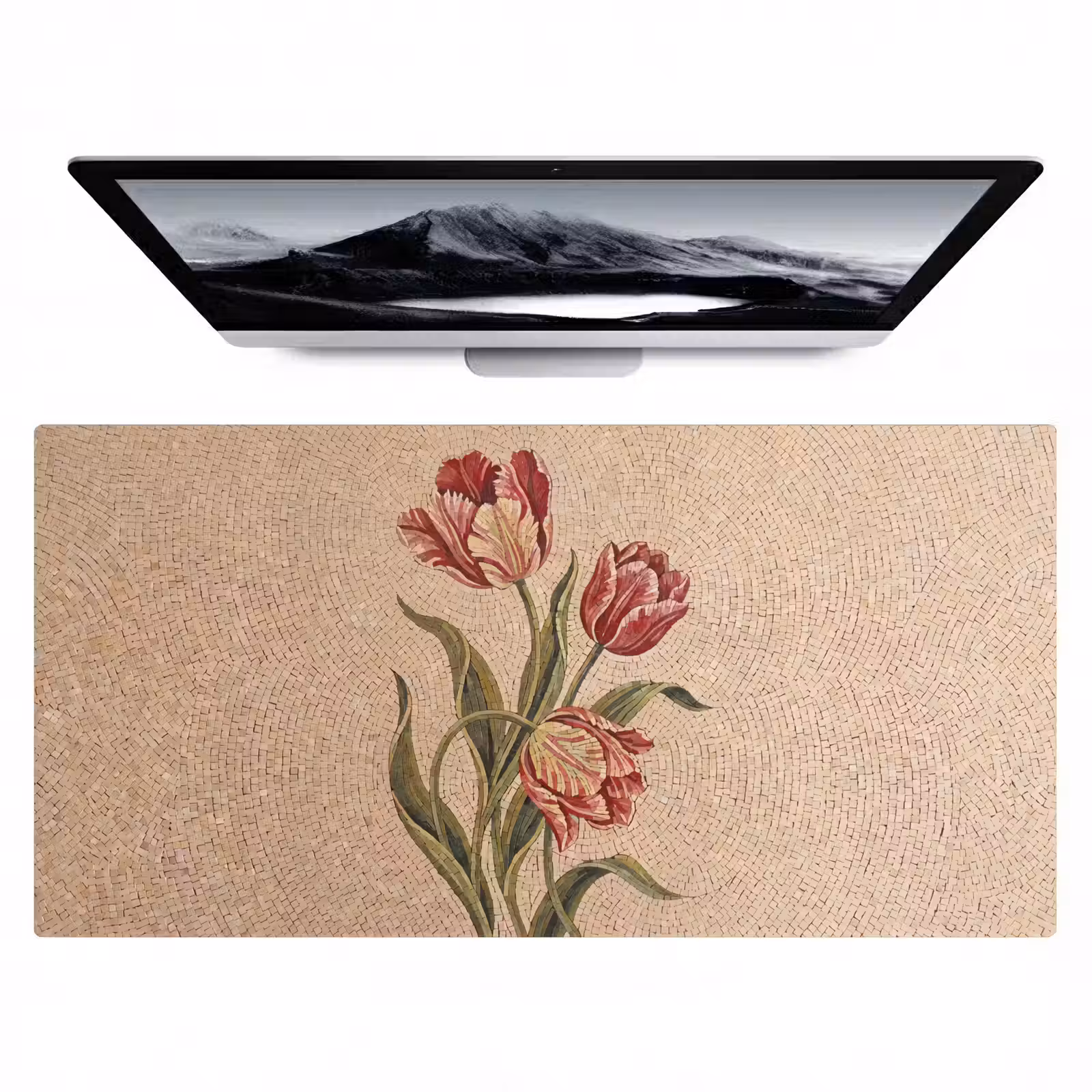 Bureau onderlegger - Bloemen - Mozaïek - Rood - Groen - Kunst — 1