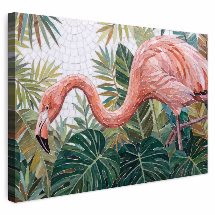 Buiten canvas - Natuur - Bladeren - Abstract - Groen - Vogel — 1