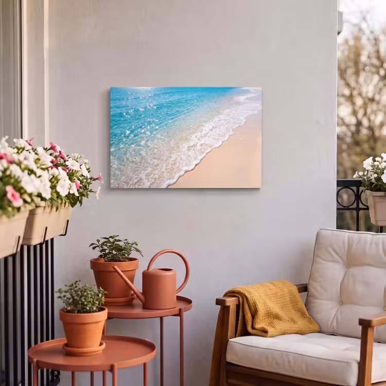 Buiten canvas - Strand - Water - Natuur - Blauw - Beige — 3