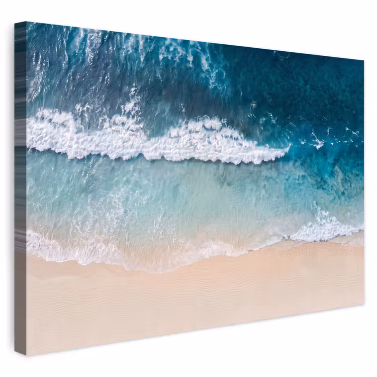 Buiten canvas - Strand - Zee - Golven - Natuur - Blauw — 1