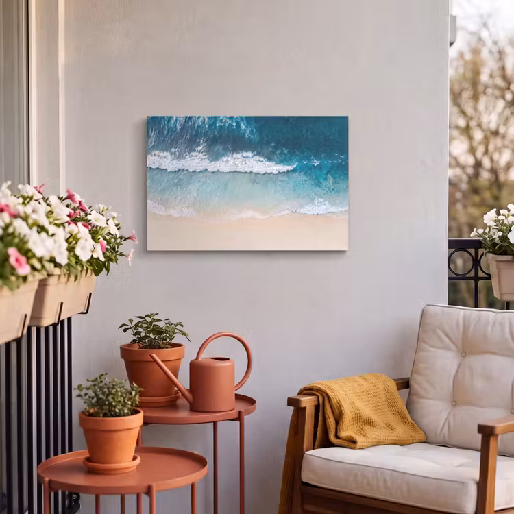 Buiten canvas - Strand - Zee - Golven - Natuur - Blauw — 4