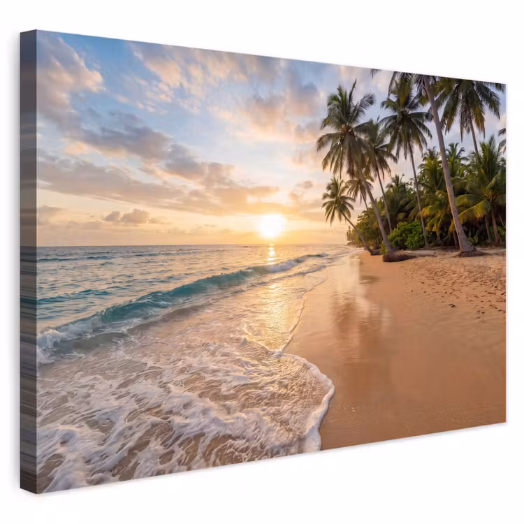Buiten canvas - Strand - Zonsondergang - Tropisch - Natuur - Goud — 1