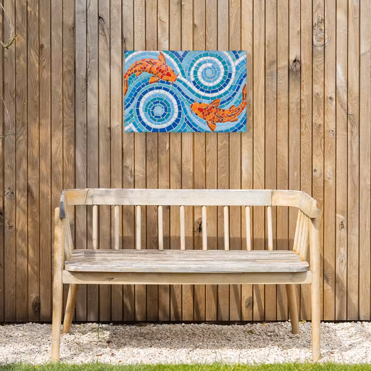 Buiten canvas - Vis - Mozaïek - Water - Decoratief - Blauw — 3