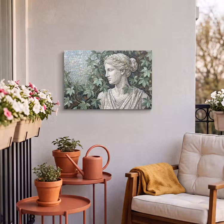 Buiten canvas - Vrouw - Klassiek - Mozaiëk - Natuur - Groen — 3