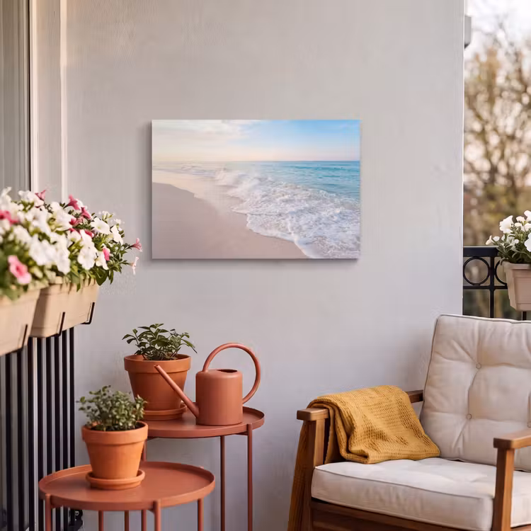 Buiten canvas - Zee - Golven - Strand - Natuur - Wit — 4